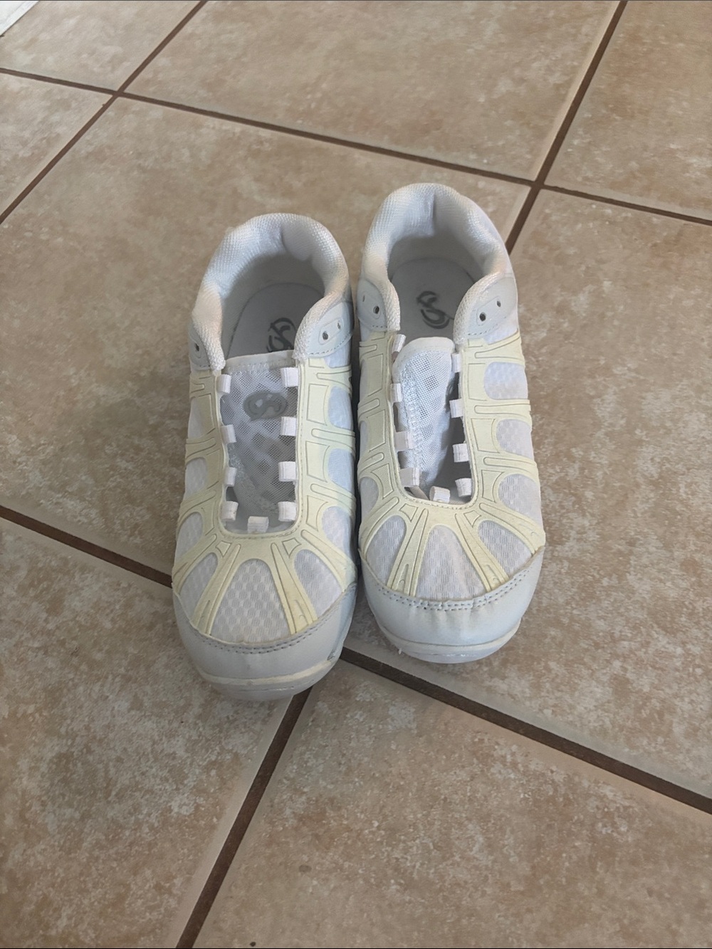 Ryka White and Pale Yellow Slip-On Athletic Shoes